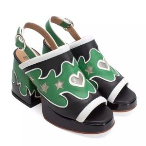 John Fluevog Picnic Riverdale Slingback Platform Heels